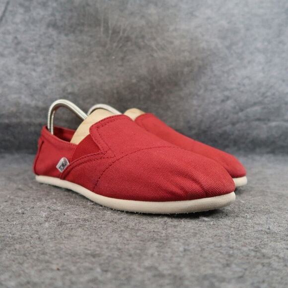 Toms Shoes Womens 8 Slip On Flats Loafers Canvas Casual Classic Red Alpargatas - Picture 1 of 15